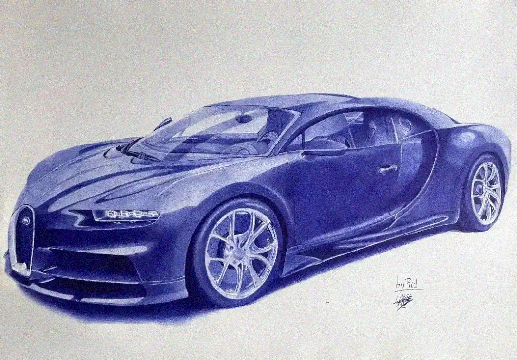 Stunning Blue Bugatti Chiron Sketch