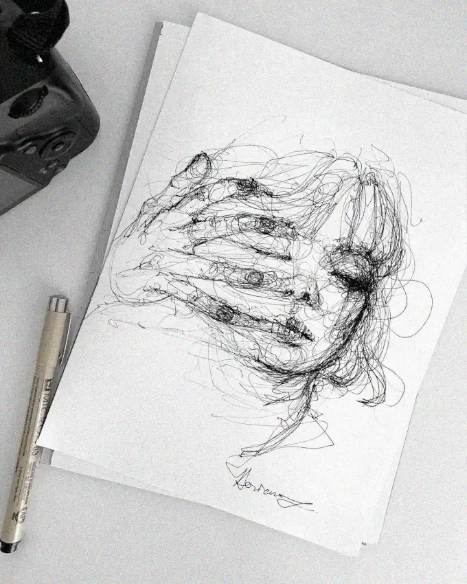 Scribbled Fragments of an Abstract Face