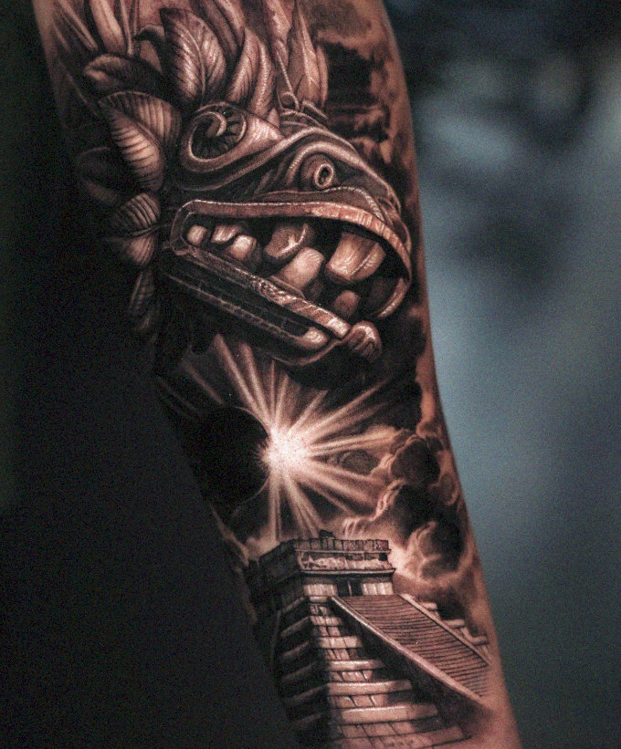 Mythical Beast and Temple Tattoo Brilliance