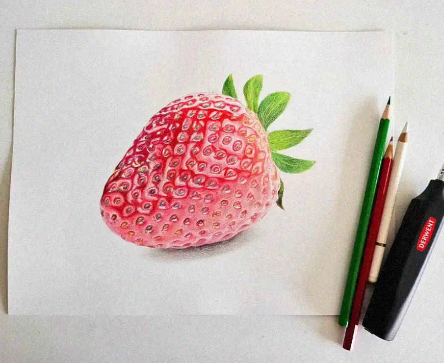 Summertime Strawberry Sketch in Vibrant Color