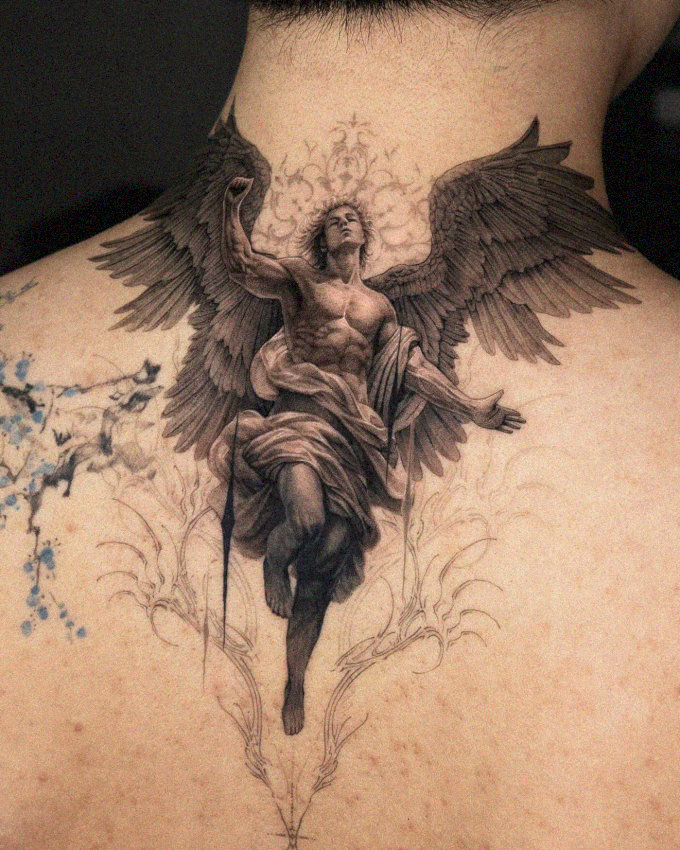 An Angelic Illustration Inked on Skin