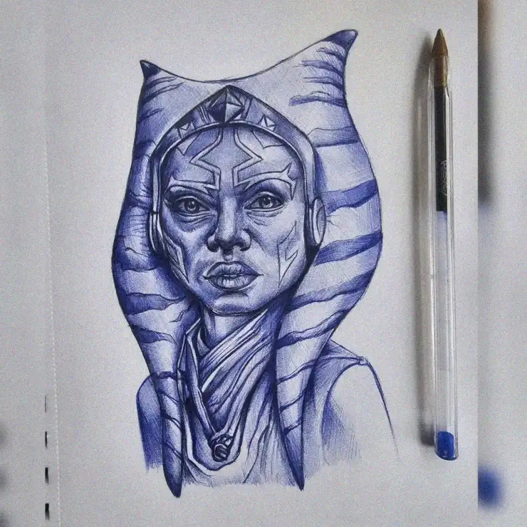 Tribal Lady Etched in Ballpoint Ink