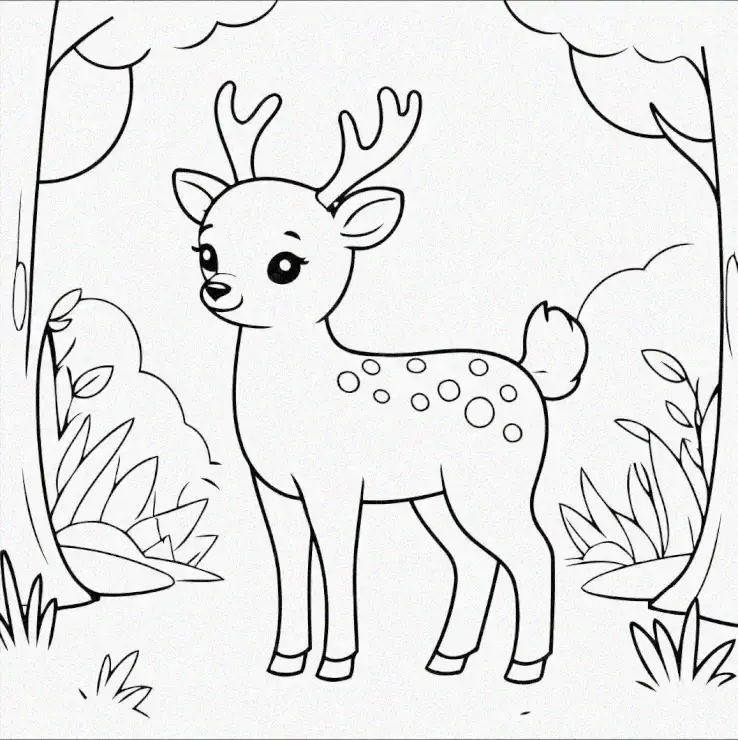 Deer in the Forest Coloring Page