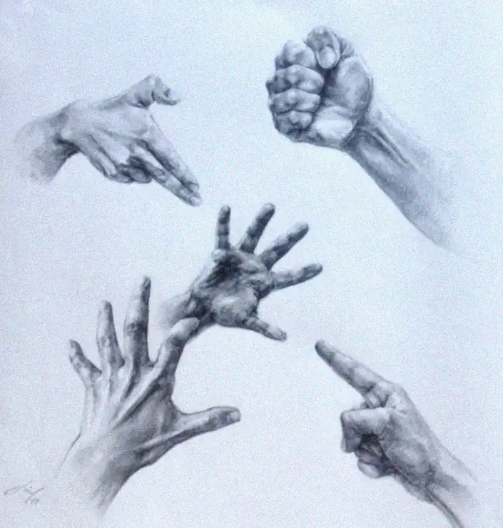 Entwined Sketch of Diverse Human Hands