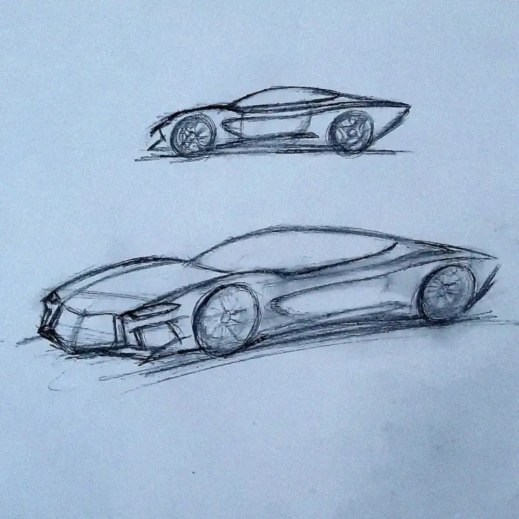 Futuristic Car Sketches in Aerodynamic Style