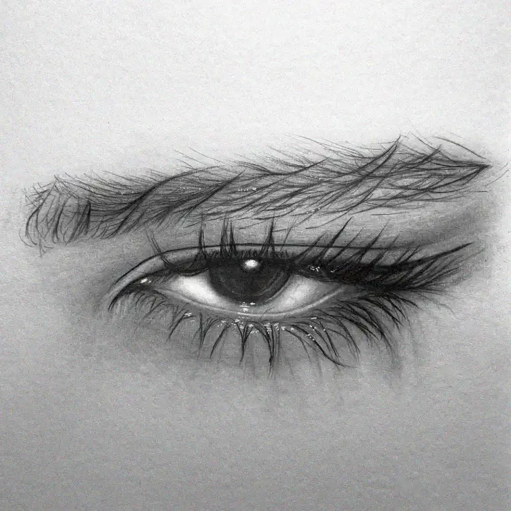 Pencil Etching of Reflective Human Eye