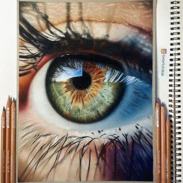 Pencils Breathing Life into Paper Eyes