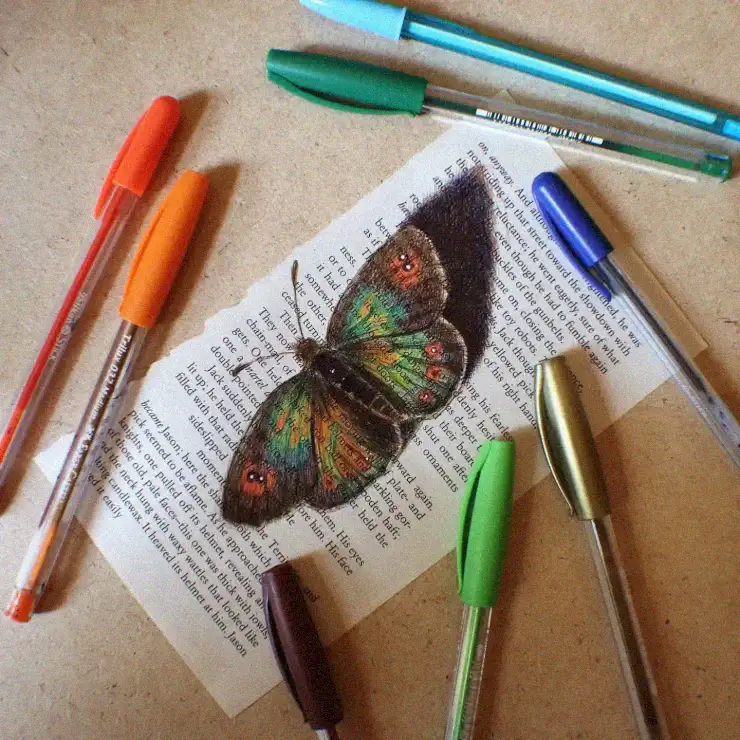 Butterfly Illustration Amidst Creative Chaos