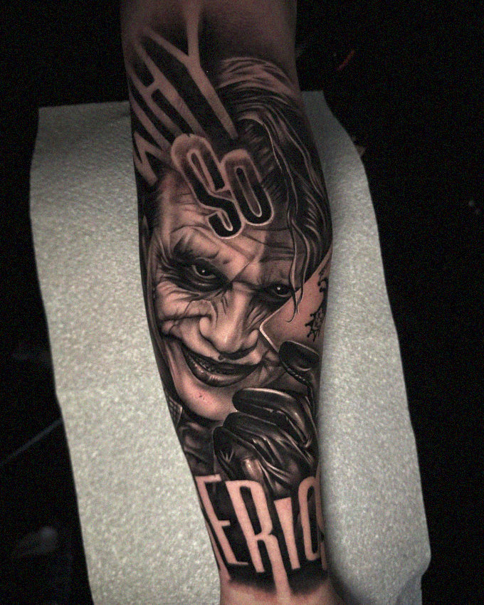 Joker's Face Tattoo Displays So Serious
