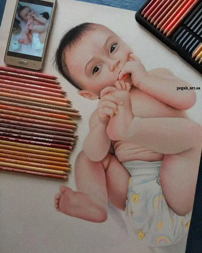 Artful Baby Transposed from Digital Reference