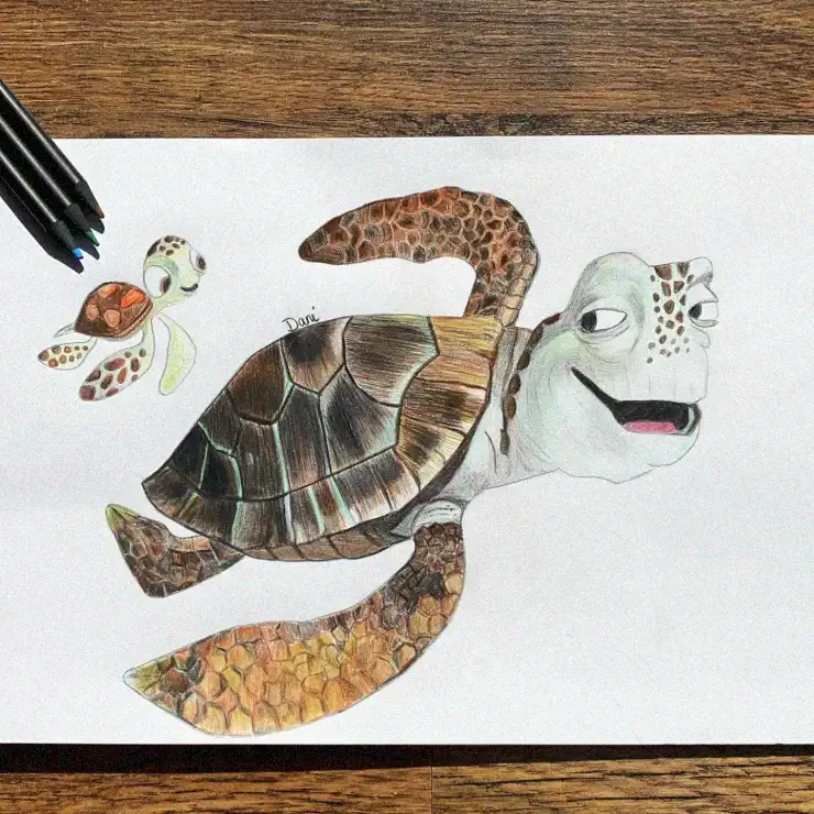 Turtle Duo Sketched in Vivid Colors