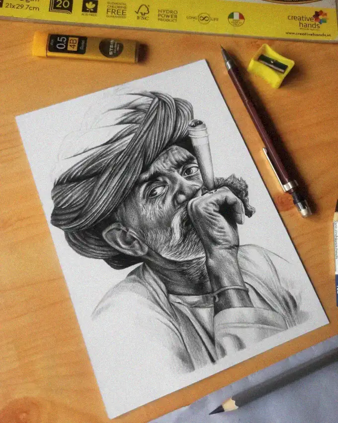 Turbaned Elder amidst Artisan Tools