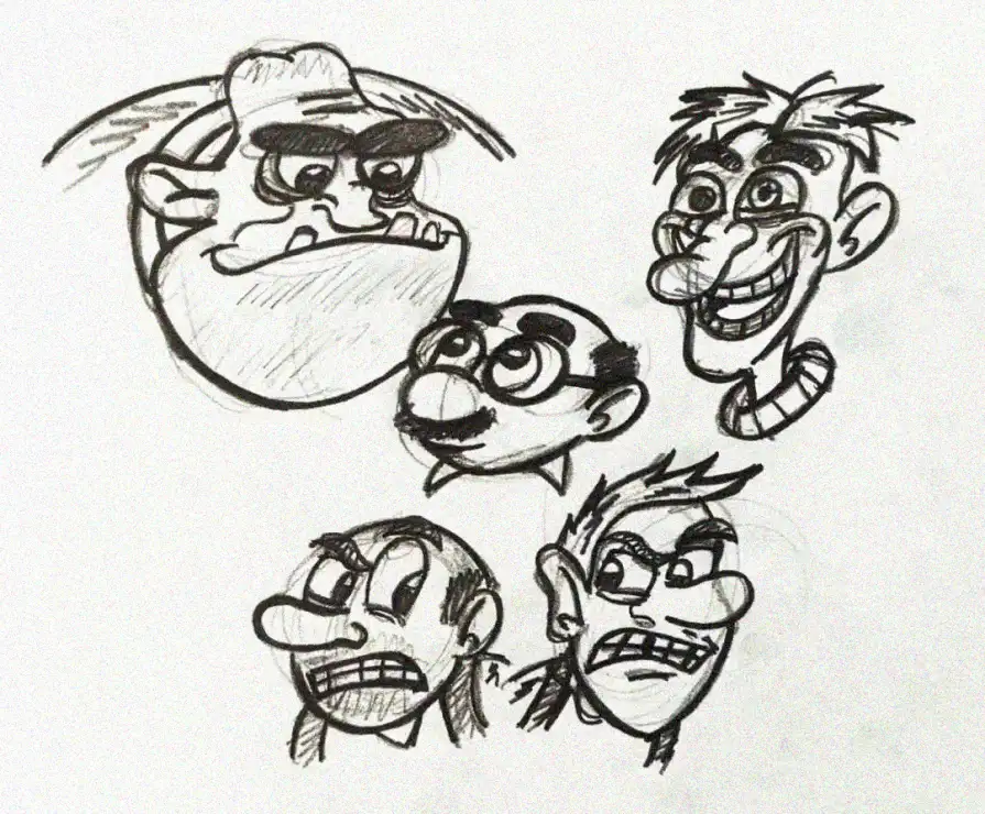 Varied Expressions in Cartoon Male Faces