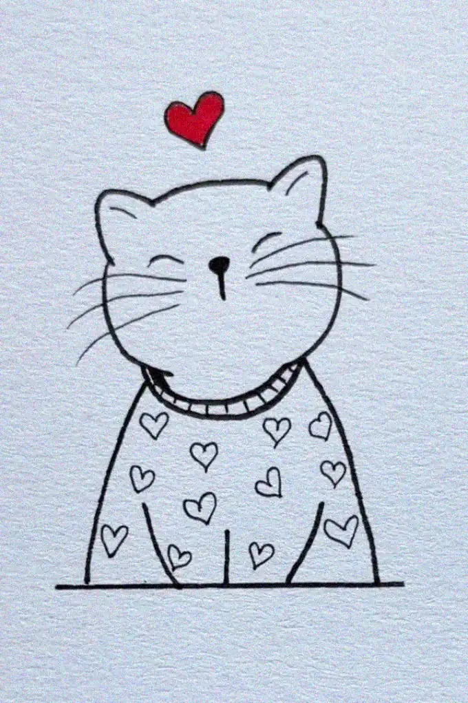 Cat in Heart Sweater Embraces Love