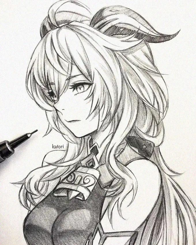 Fantasy Sketch of a Thoughtful Siren