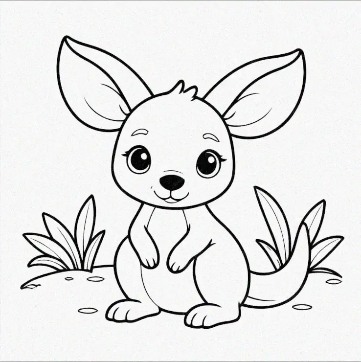 Cheerful Kangaroo in the Monochrome Meadow