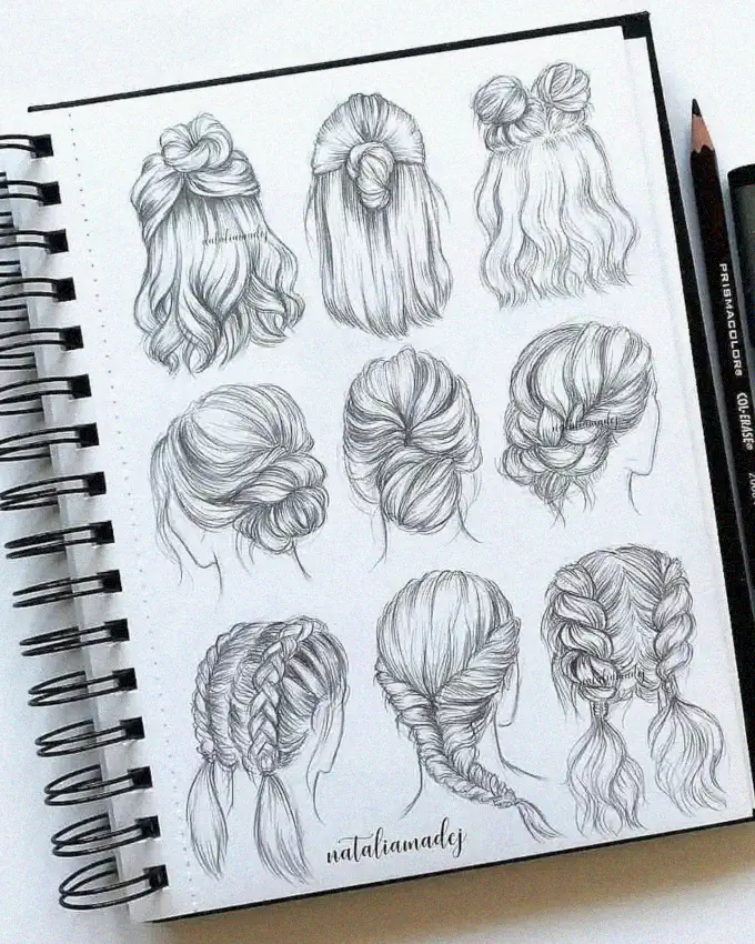 Highlighting Beauty: Sketches of Women's Hairstyles