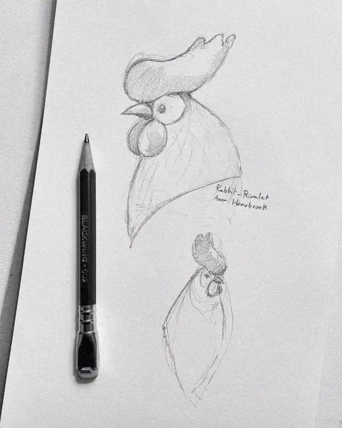 Artistic Rooster Sketch with Mechanical Pencil