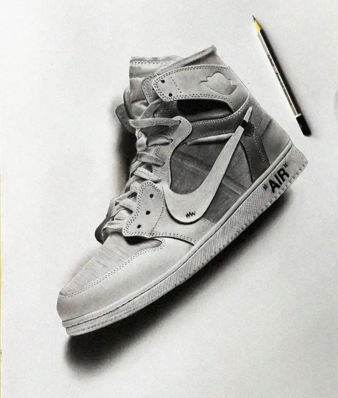 Sketch of High-Top Sneakers in Pencil