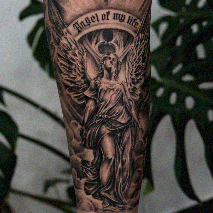 Life's Angel Under the Arch Tattoo