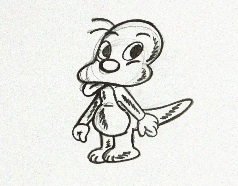 Whimsical Dog Sketch with Expressive Eyes