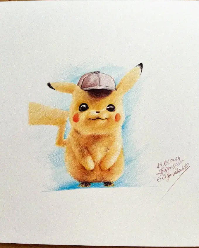 Pikachu's Gaze in Casual Attire