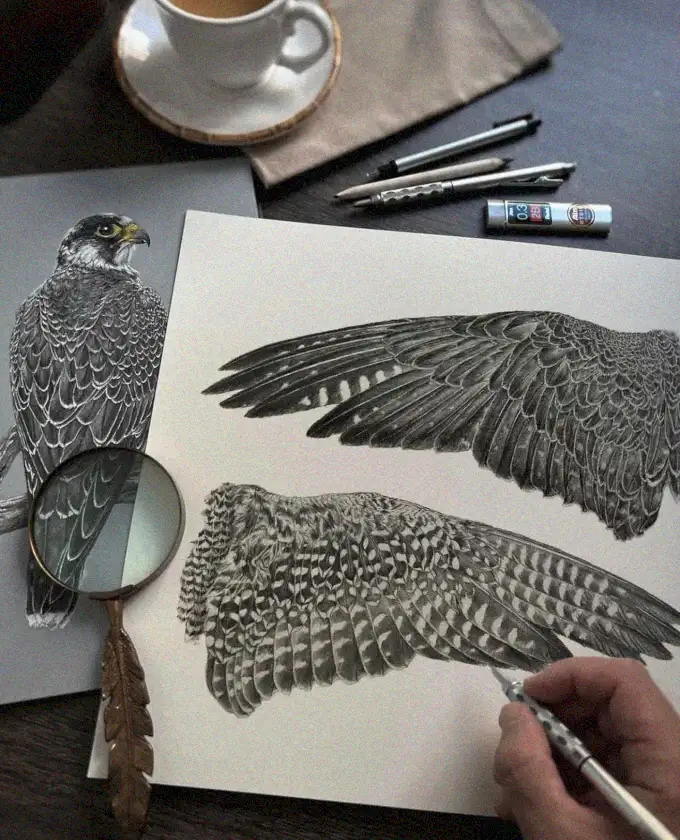 Feathered Sketches Beyond the Coffee Cup