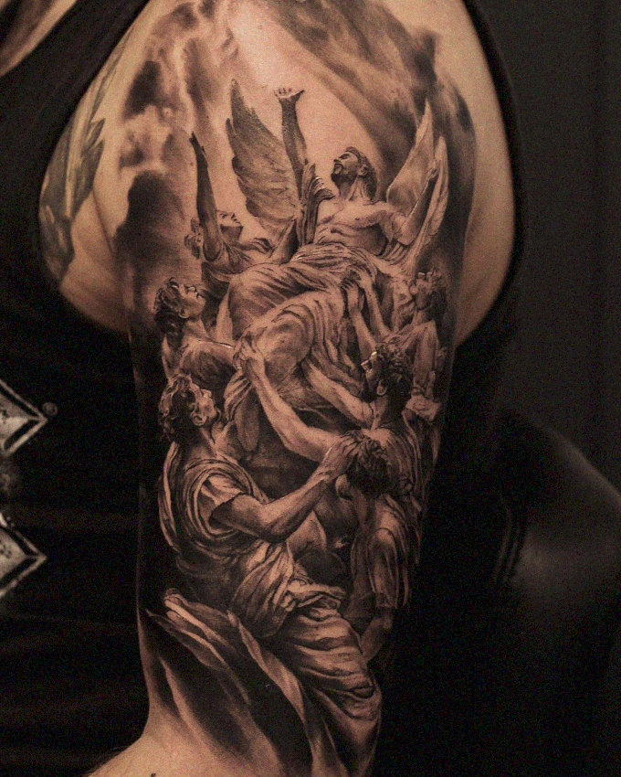 Angels' Domain Tattooed in Monochrome