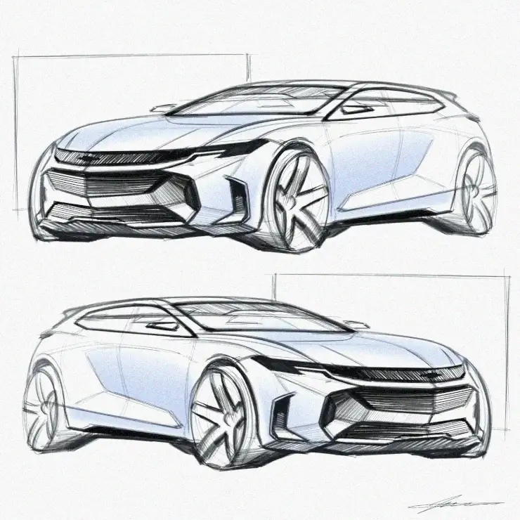Vivid Concept Sketches of Sports Car