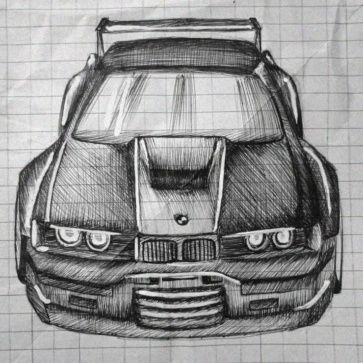 Graph Paper Sketch of a BMW