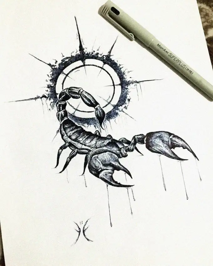 Scorpion Sketch in Sunburst Splendor