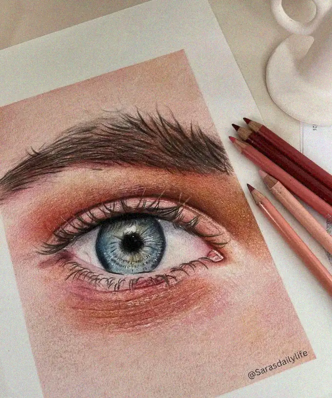 Artistic Gaze in Pencil and Color