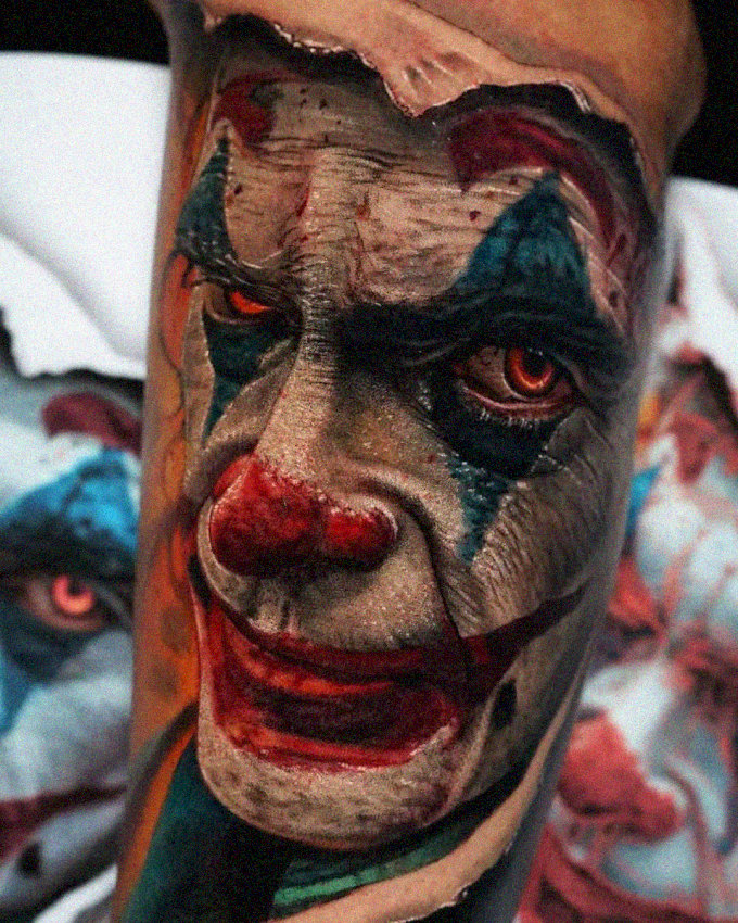 Sinister Clown Tattoo's Intricate Detail