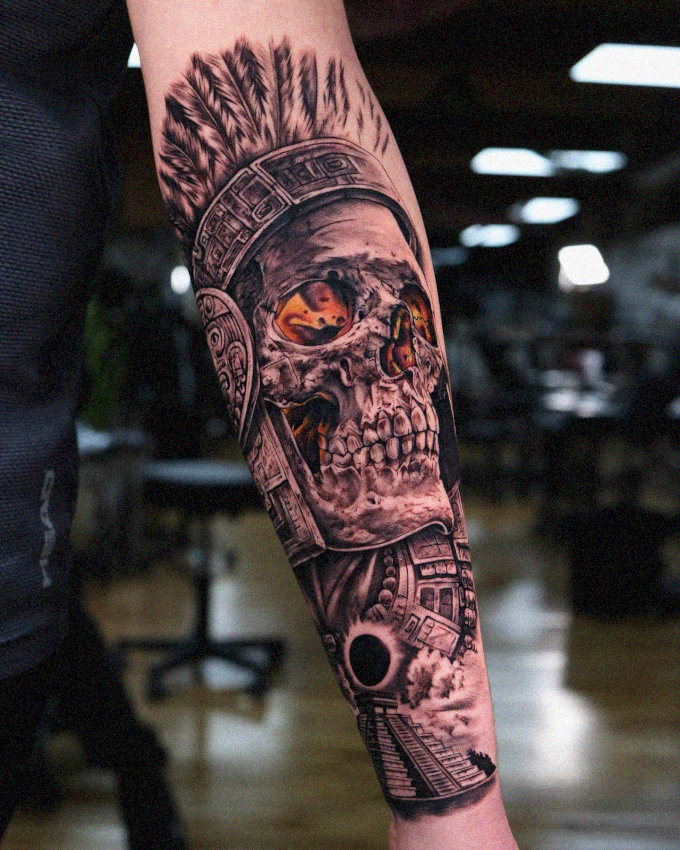 Ink Story: Skull in Native Headdress