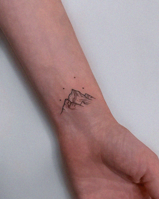 Minimalist Mountain Art on Skin