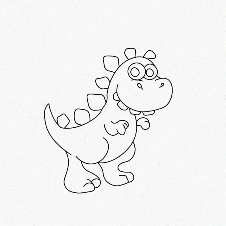 Cheerful Spiky Dinosaur in Cartoon Style