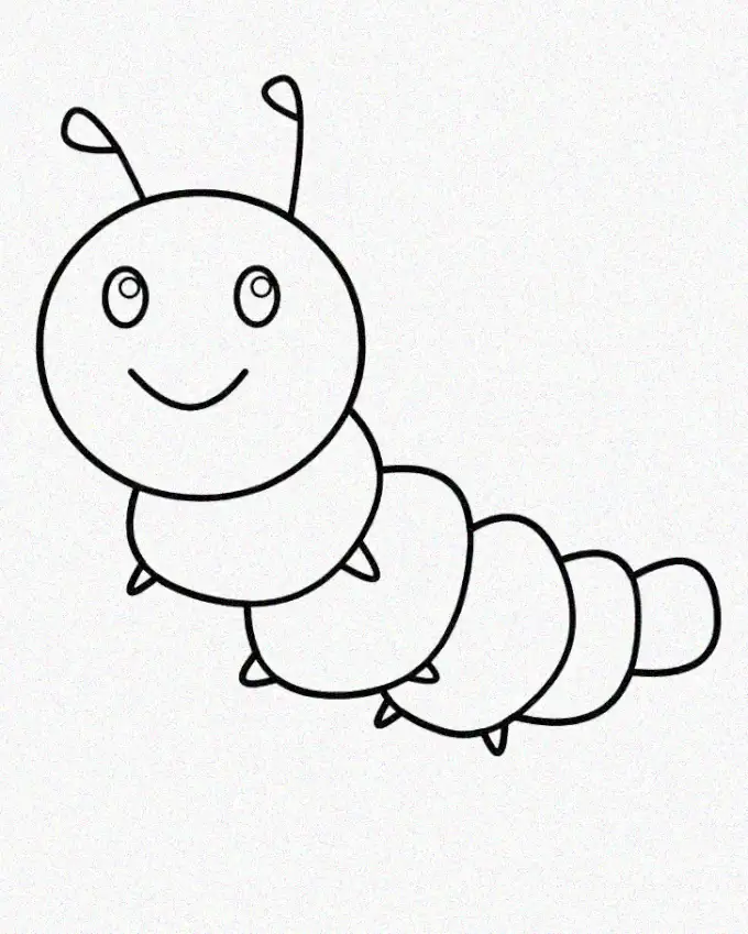 Cheerful Caterpillar in Monochrome Sketch