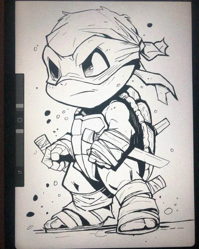 Stealthy Turtle Warrior in Grey Scale