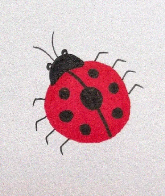Ladybug Illustration in Textured Red and Black
