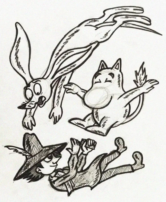 Whimsical Sky Dance of Animated Trio