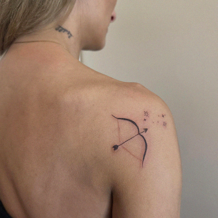Starry Night Bow and Arrow Tattoo