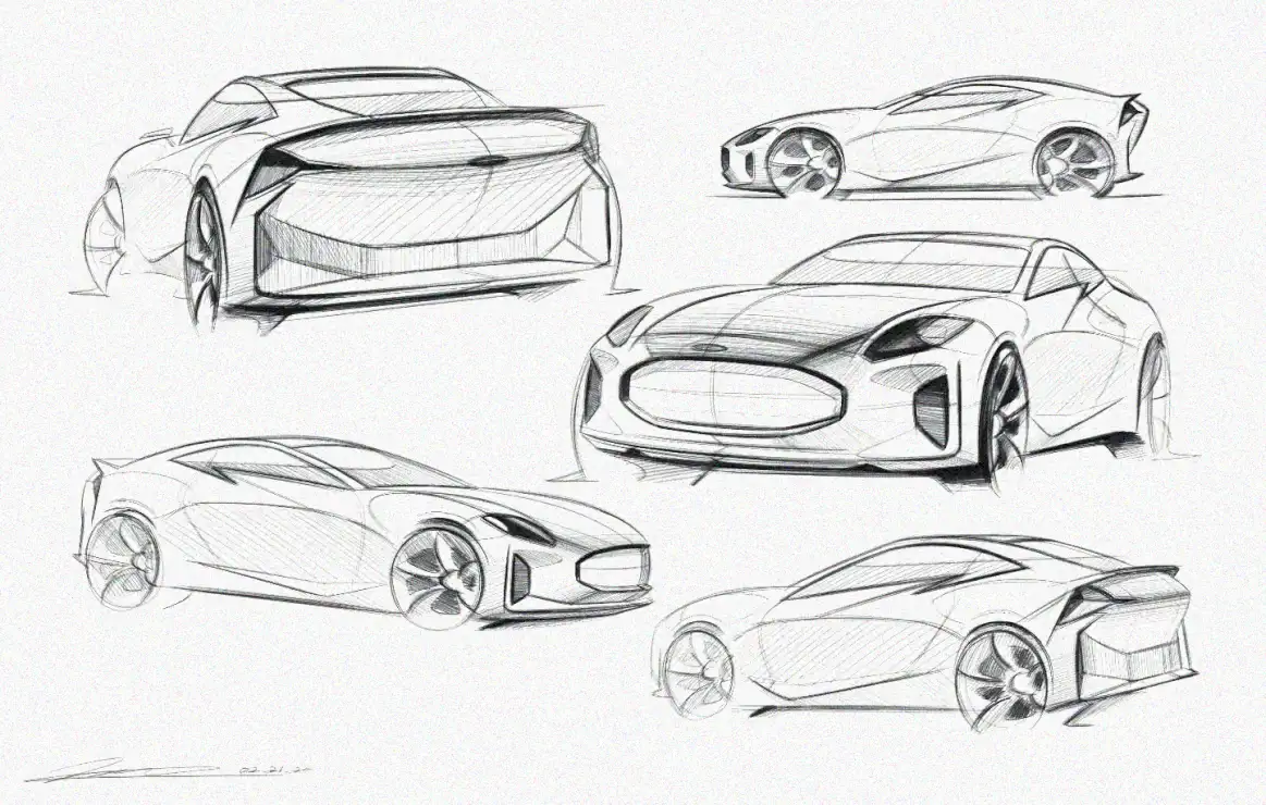 Sketches of Futuristic Car Innovations