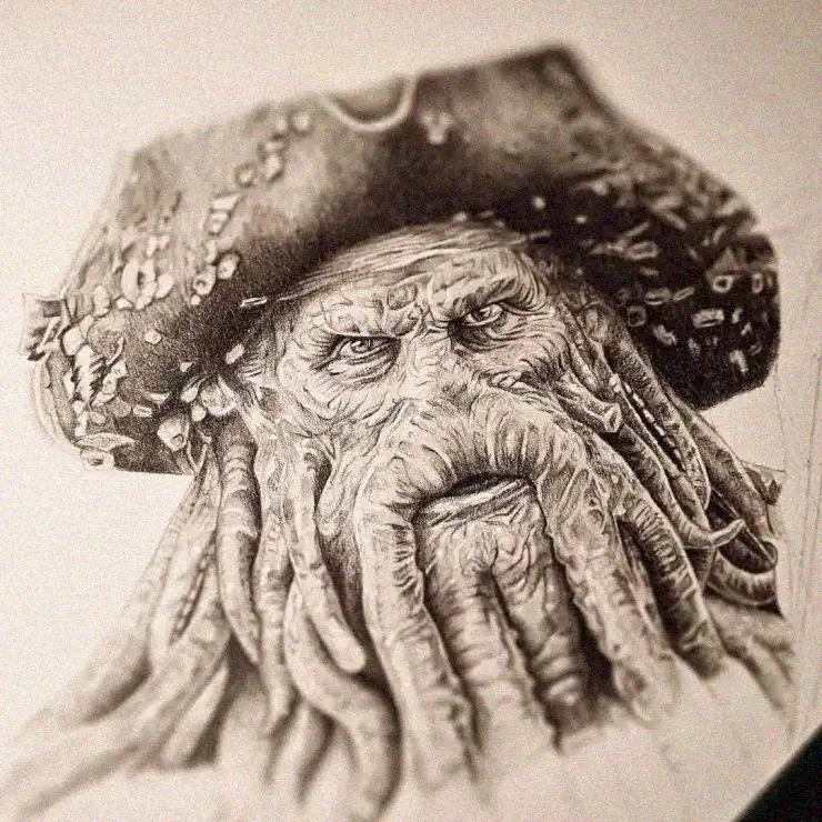Pirate Portrait in Pencil and Jewels
