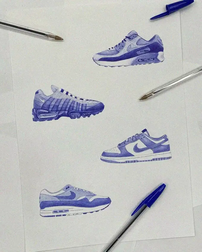 Symphony of Sneakers in Blue Ink
