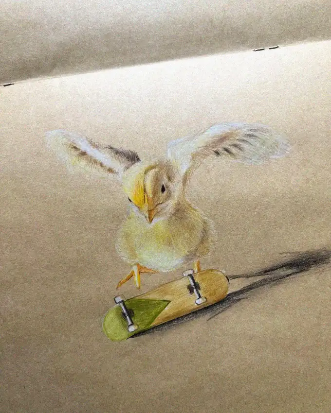Chick's Skateboard Balancing Act