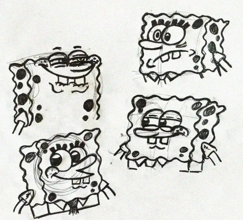 Diverse Sketches of Expressive SpongeBob SquarePants