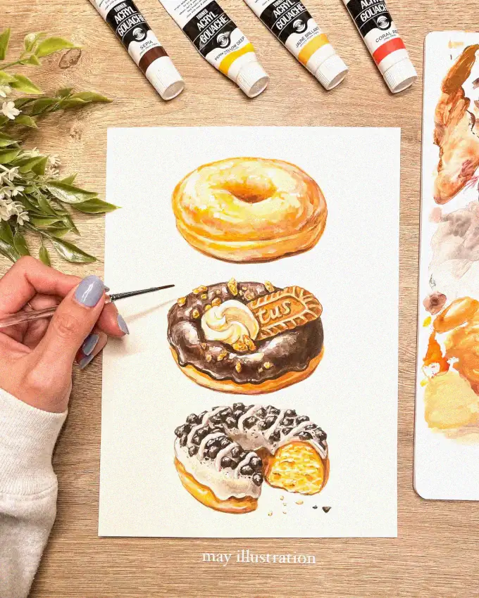 Doughnut Delights in Watercolor Splendor