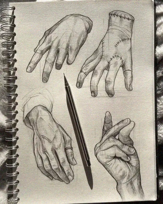Sketchbook Stills of Human Hands