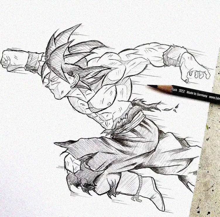 Flying Goku: A Pencil Sketch