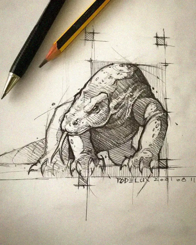 Artist's Detailed Turtle Sketch Companioned